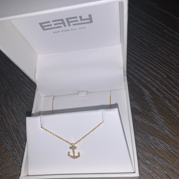 Effy Jewelry - Effy Seaside 14K Gold Diamond Anchor Necklace